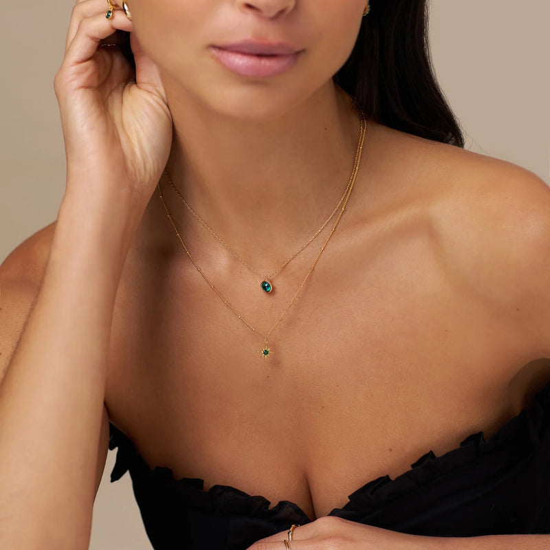 ORELIA - Emerald Green Star Necklace