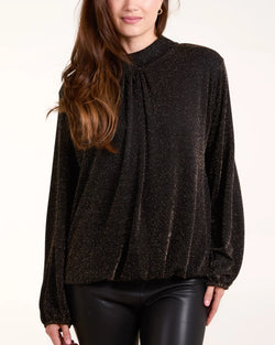 Laura Black Sparkly High Neck Blouse