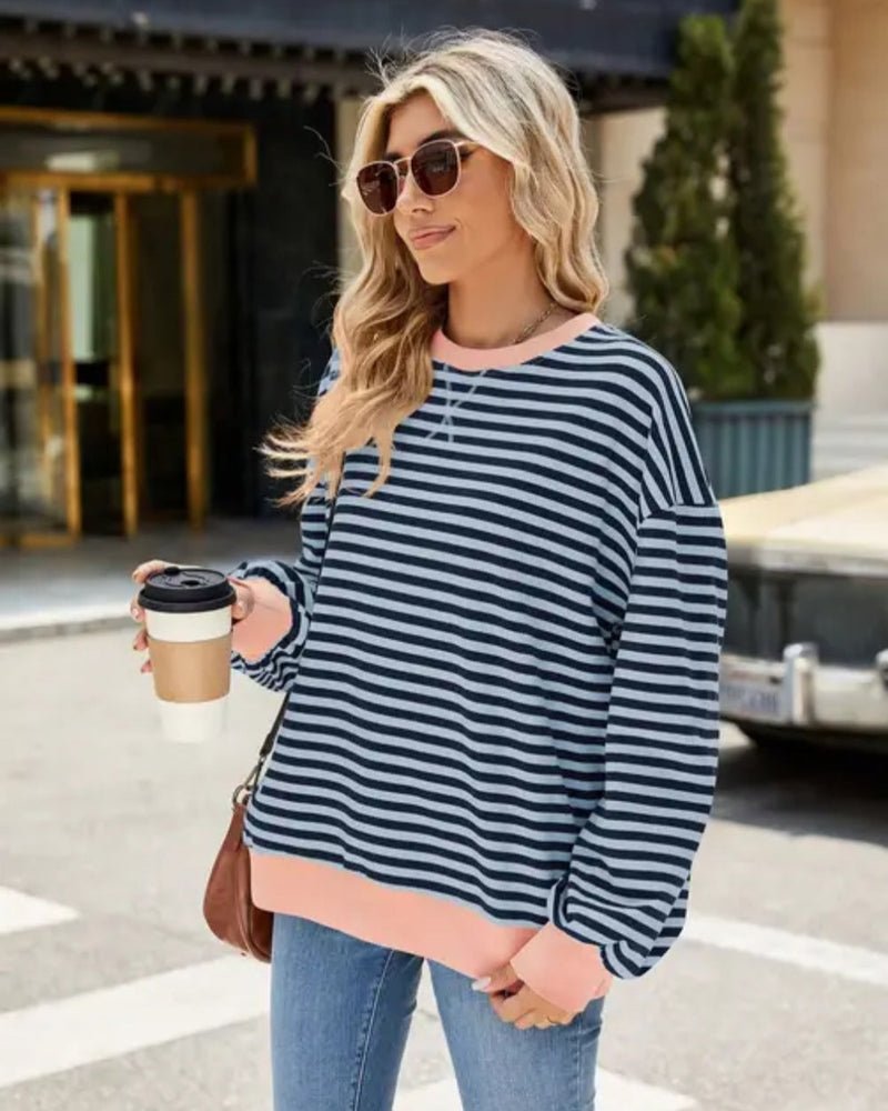 Blue & Pink Stripe Sweatshirt