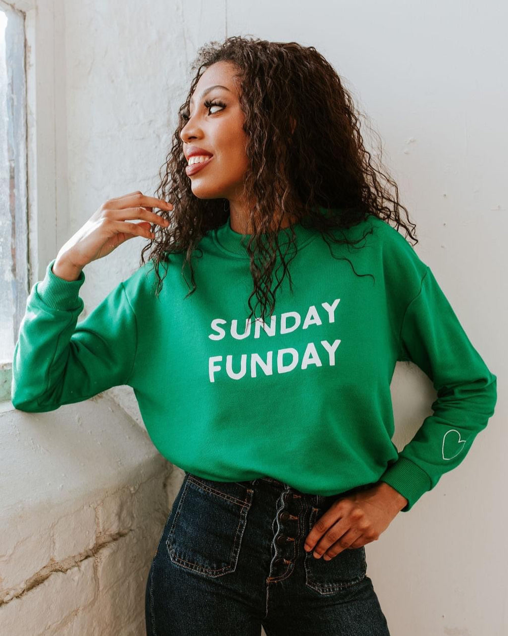 SORELLE Green Sunday Funday Sweatshirt Pretty Parade Boutique