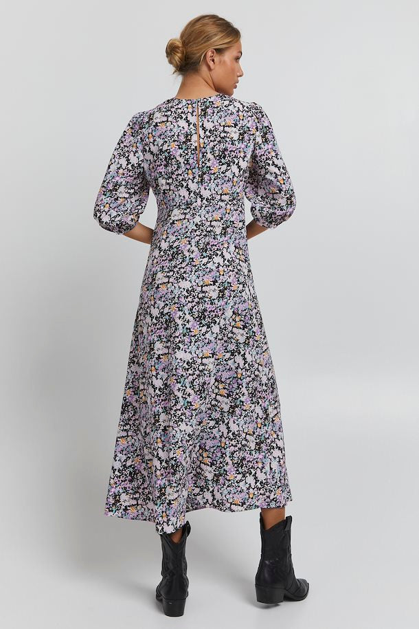 ICHI Lilac Floral Midi Dress